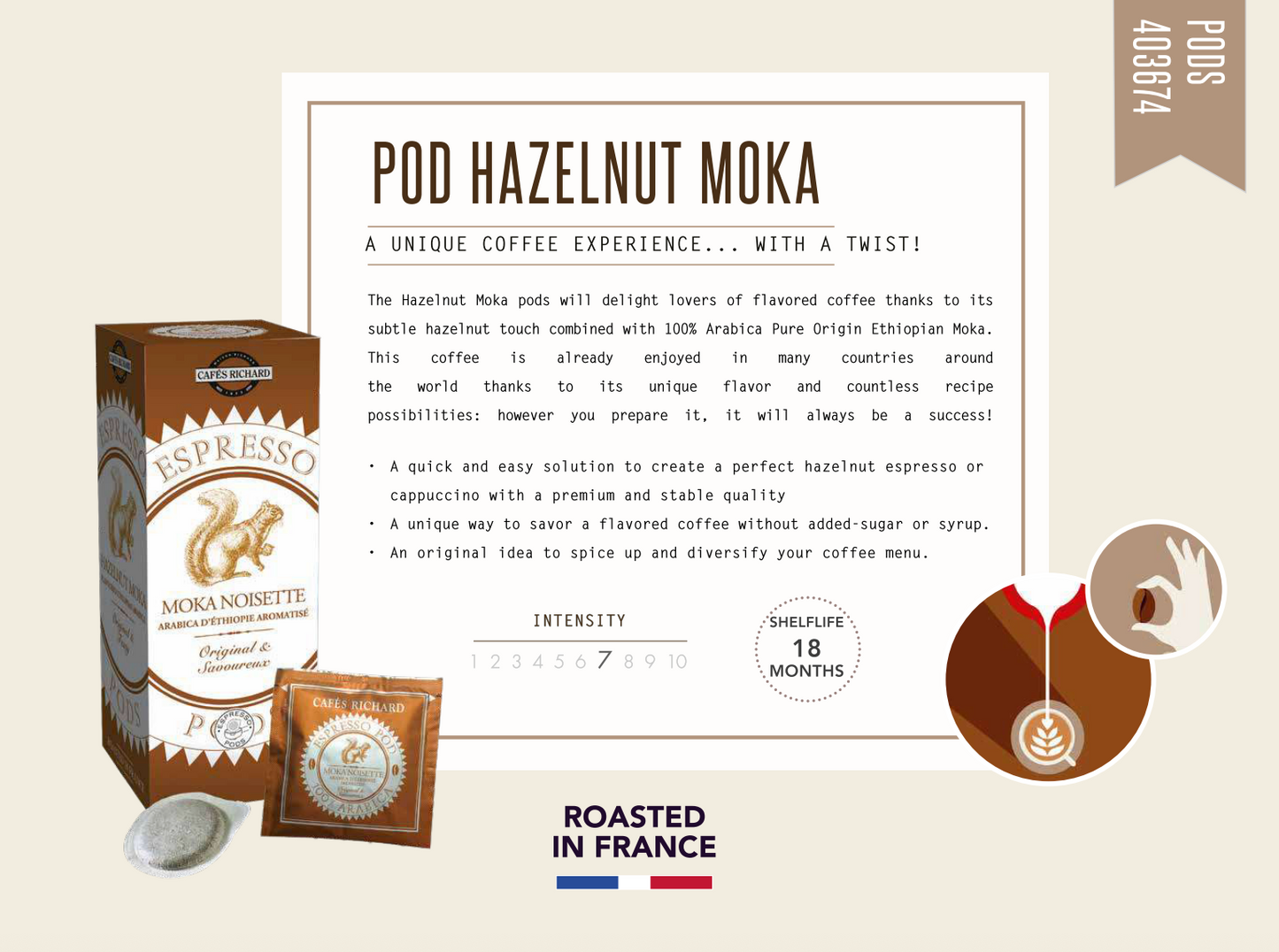 Moka Noisette, ყავის პოდი, 25ც