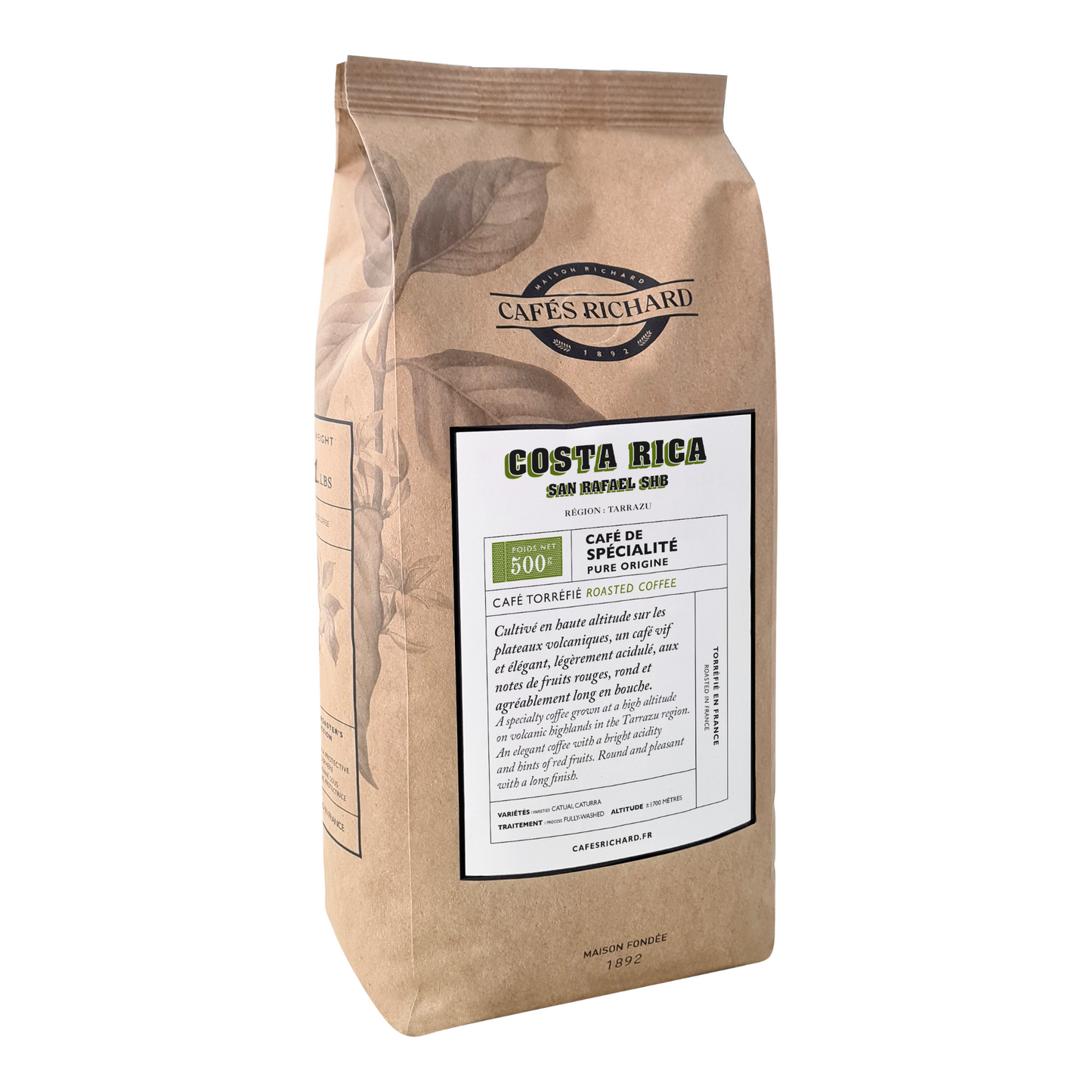 ადგილწარმოშობის ყავა - კოსტა რიკა, ყავის მარცვალი, 500 გრ