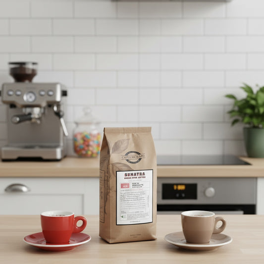 Coffee Beans + 2 Colored Espresso Cups